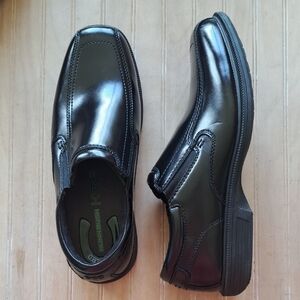 Nunn Bush Kore Bleeker Street Bike Toe Slip On Black Leather Comfort Dress Shoes